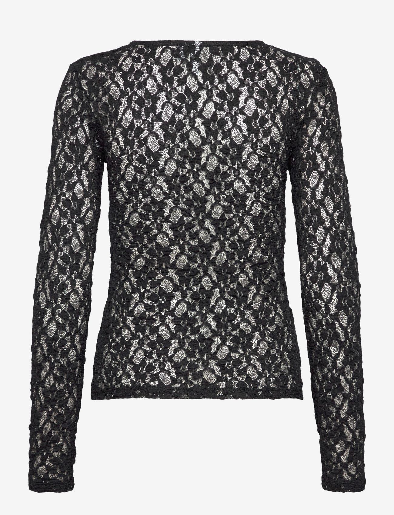Pieces - PCHAZEL LS LACE TOP JRS NOOS BC - langærmede toppe - black - 2