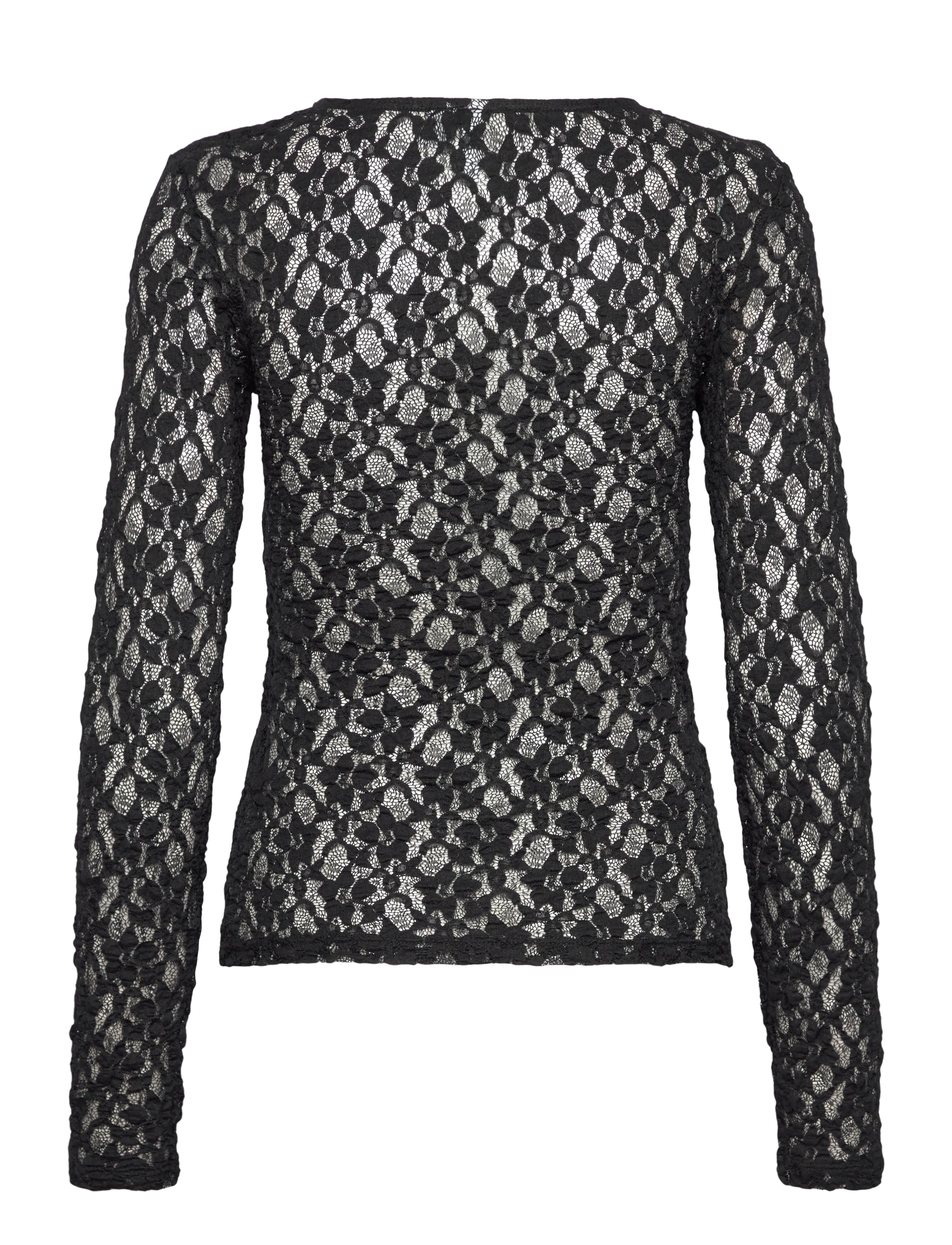 Pieces - PCHAZEL LS LACE TOP JRS NOOS BC - langærmede toppe - black - 2