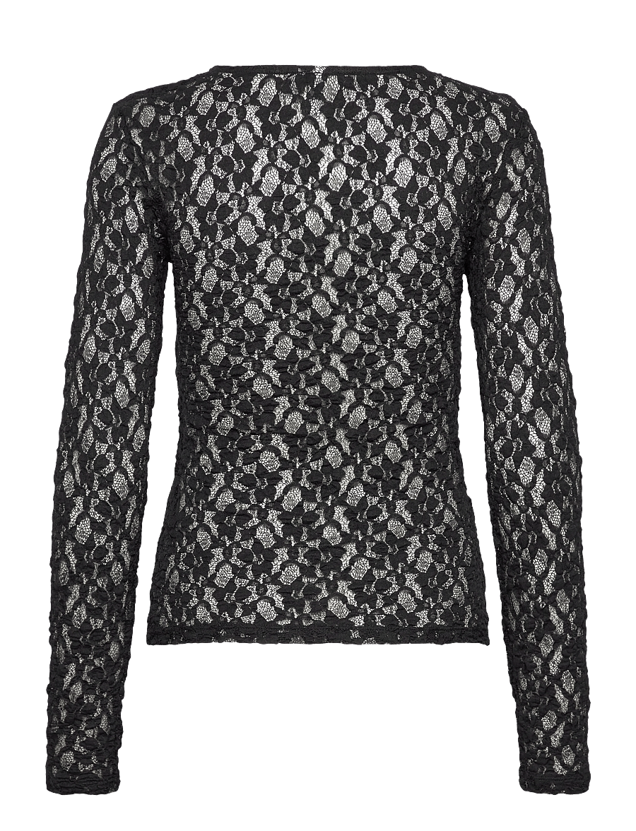 Pieces - PCHAZEL LS LACE TOP JRS NOOS BC - langärmlige tops - black - 2