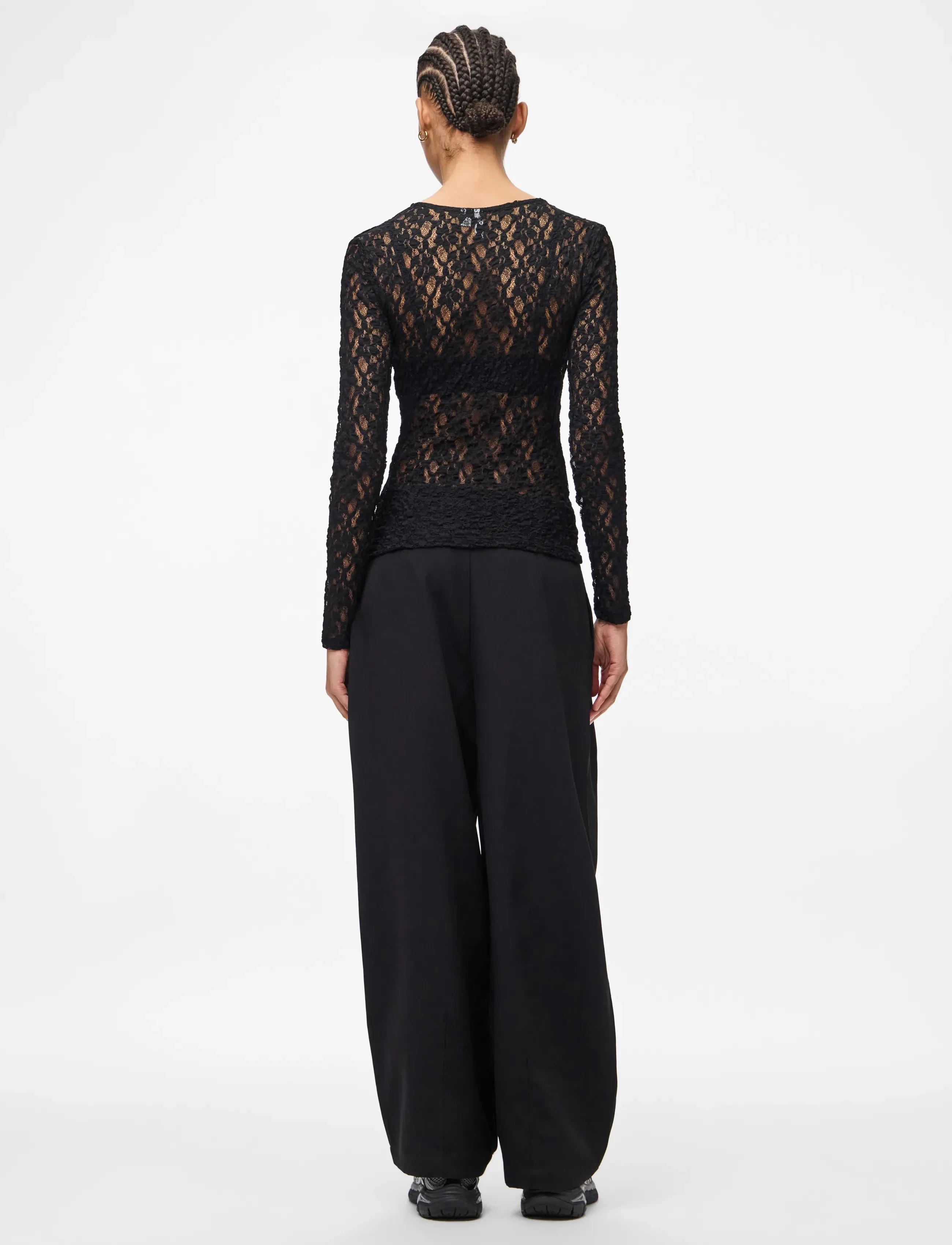 Pieces - PCHAZEL LS LACE TOP JRS NOOS BC - langærmede toppe - black - 3