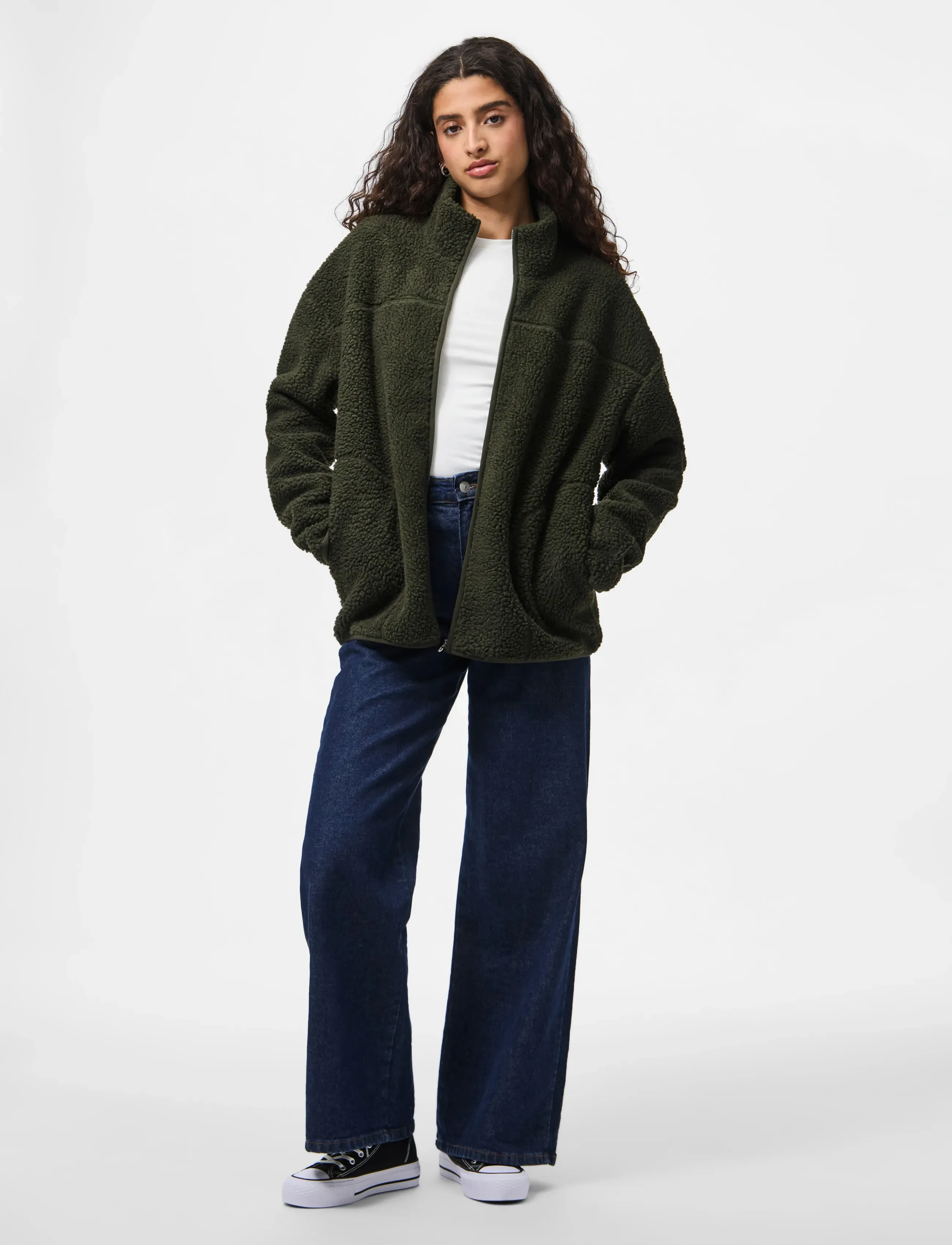 Pieces - PCSADIA LS TEDDY JACKET NOOS BC - forårsjakker - forest night - 4