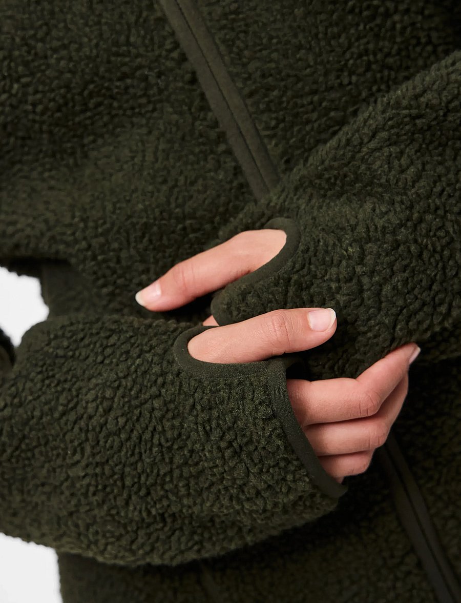 Pieces - PCSADIA LS TEDDY JACKET NOOS BC - frühlingsjacken - forest night - 5
