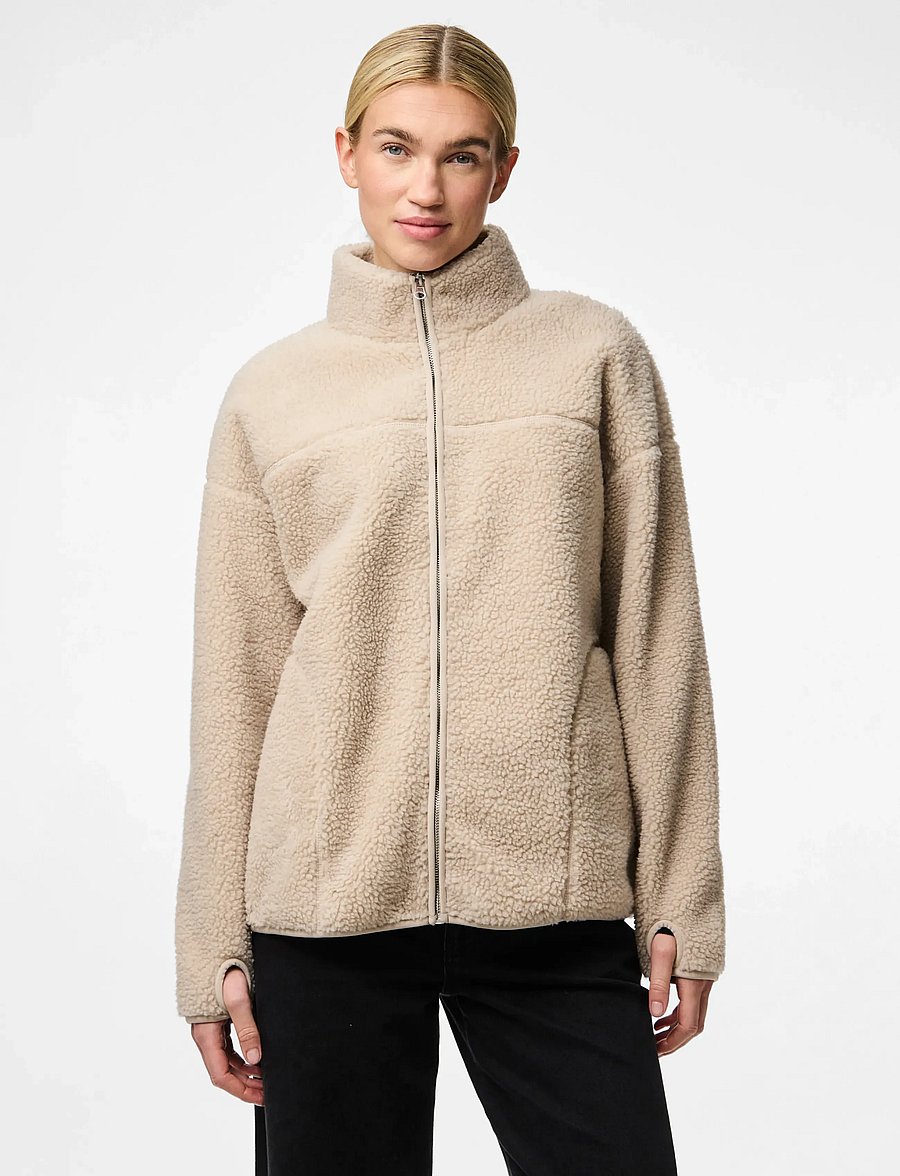 Pieces - PCSADIA LS TEDDY JACKET NOOS BC - frühlingsjacken - silver gray - 0