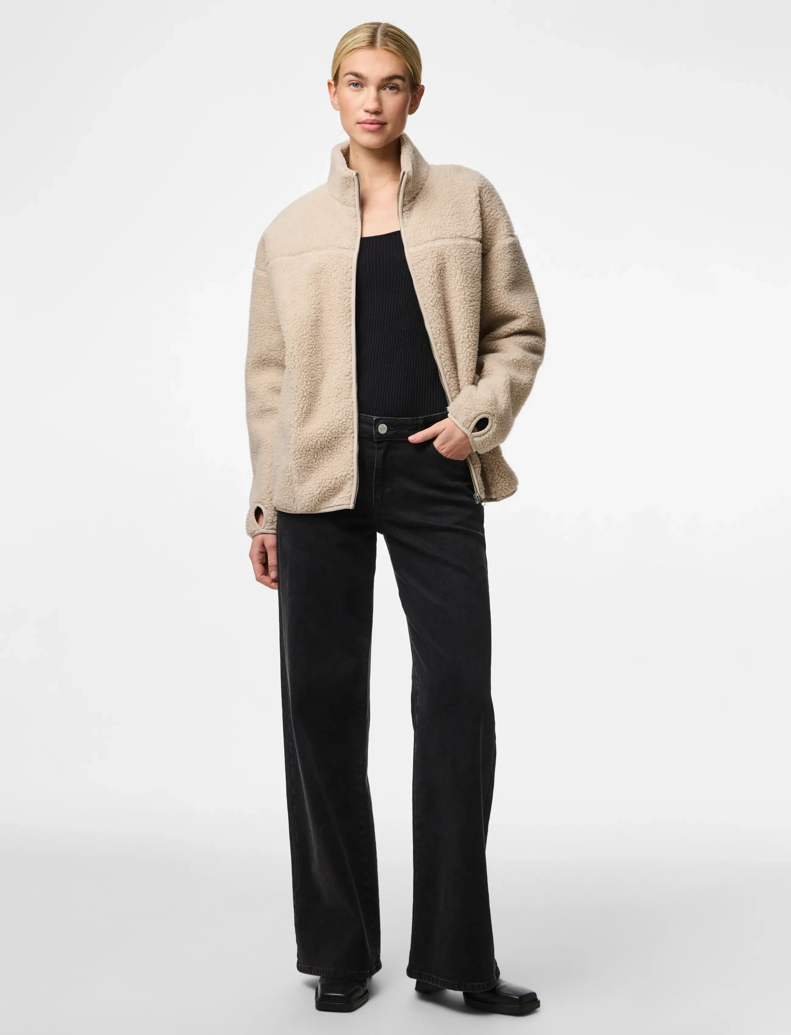 Pieces - PCSADIA LS TEDDY JACKET NOOS BC - læderjakker - silver gray - 4