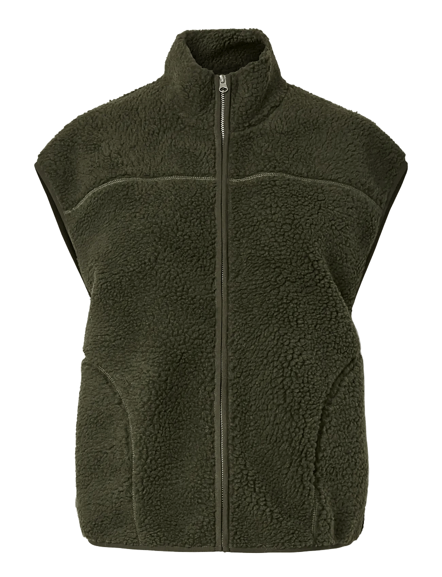 Pieces - PCSADIA TEDDY VEST NOOS BC - teddy-vestid - forest night - 1