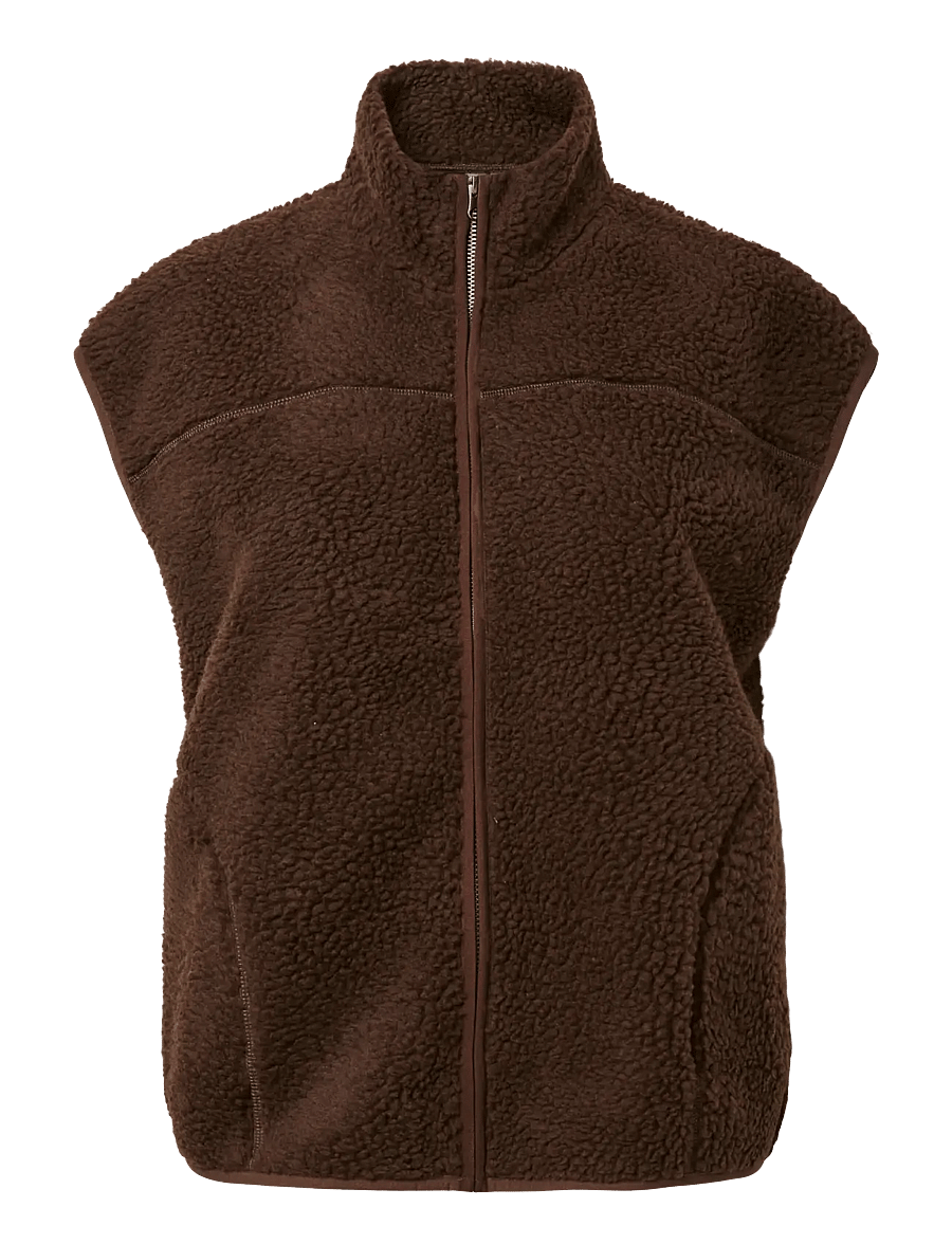 Pieces - PCSADIA TEDDY VEST NOOS BC - teddy-vestid - hot fudge - 1