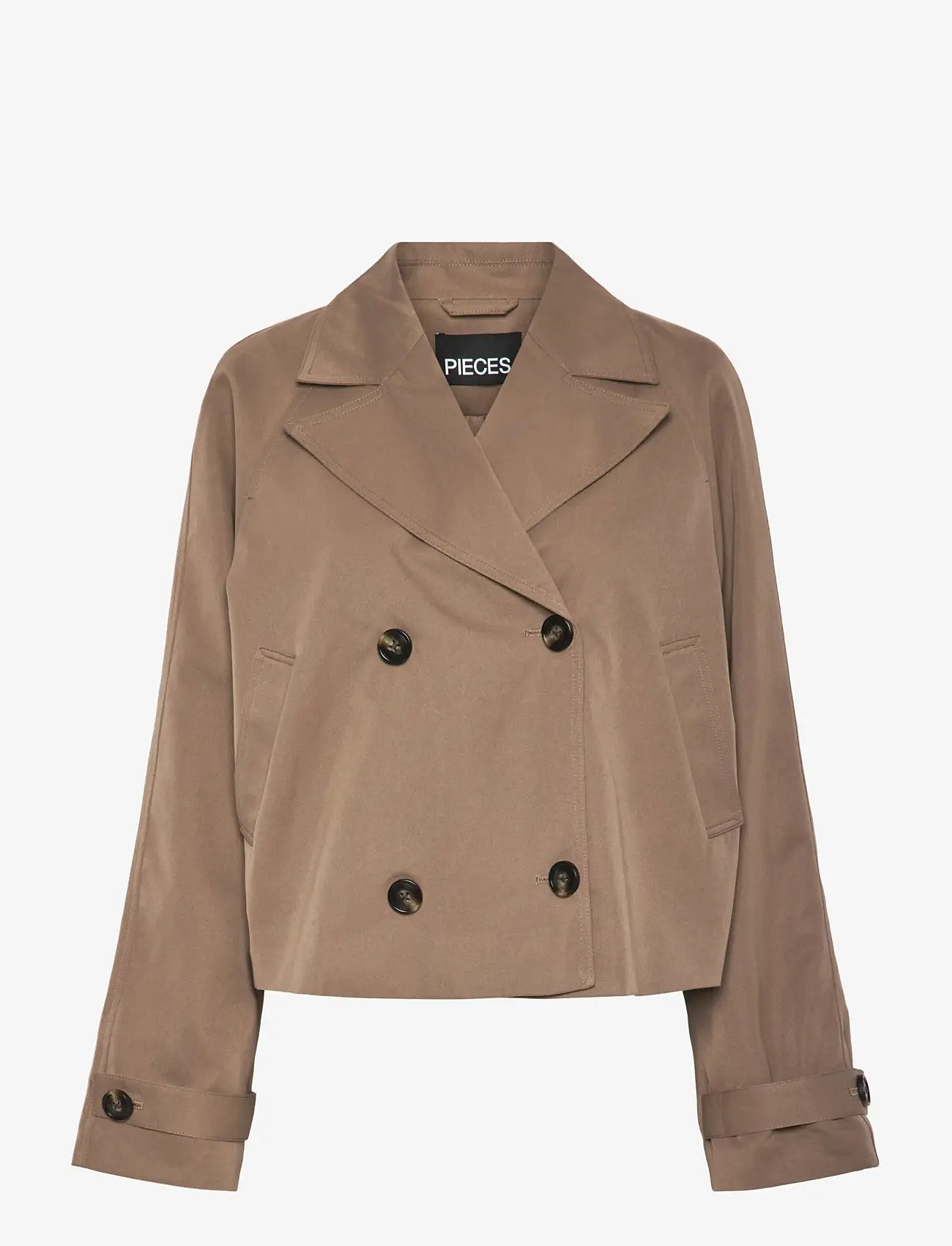 Pieces - PCSCARLETT LS SHORT TRENCHCOAT NOOS BC - pavasarinės striukės - brown lentil - 1
