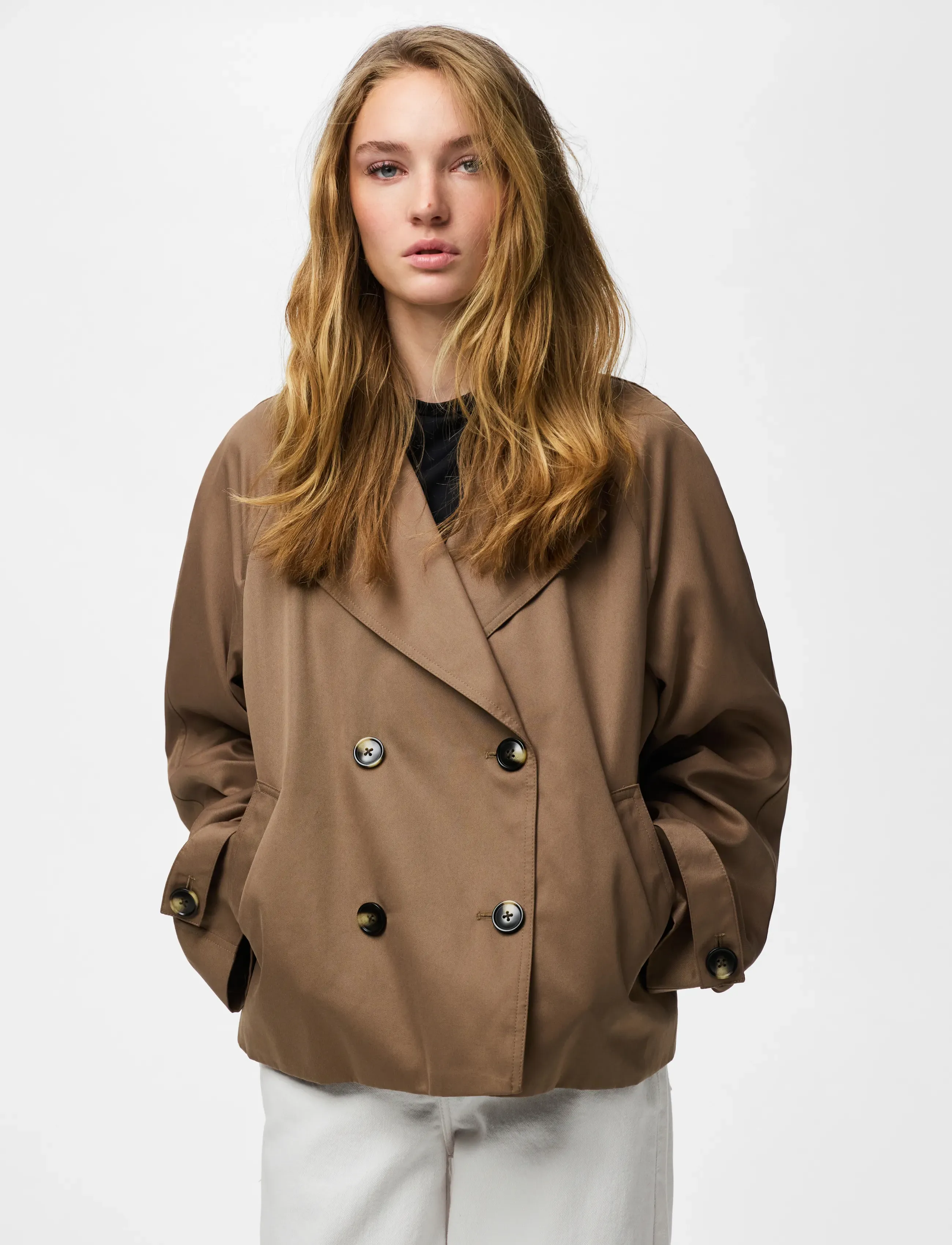 Pieces Pcscarlett Ls Short Trenchcoat Noos Bc, XXL, Brown, Frakker > Trenchcoats, Dame