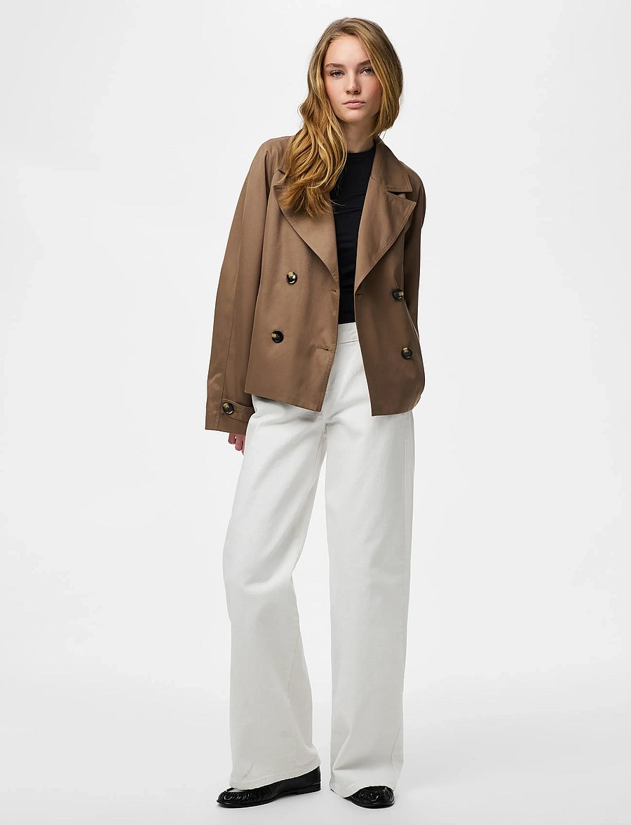 Pieces - PCSCARLETT LS SHORT TRENCHCOAT NOOS BC - vestes de printemps - brown lentil - 4