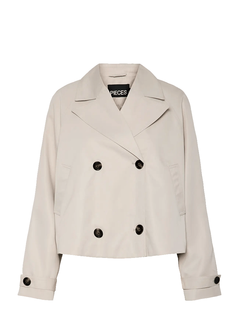 Pieces - PCSCARLETT LS SHORT TRENCHCOAT NOOS BC - frühlingsjacken - silver gray - 1