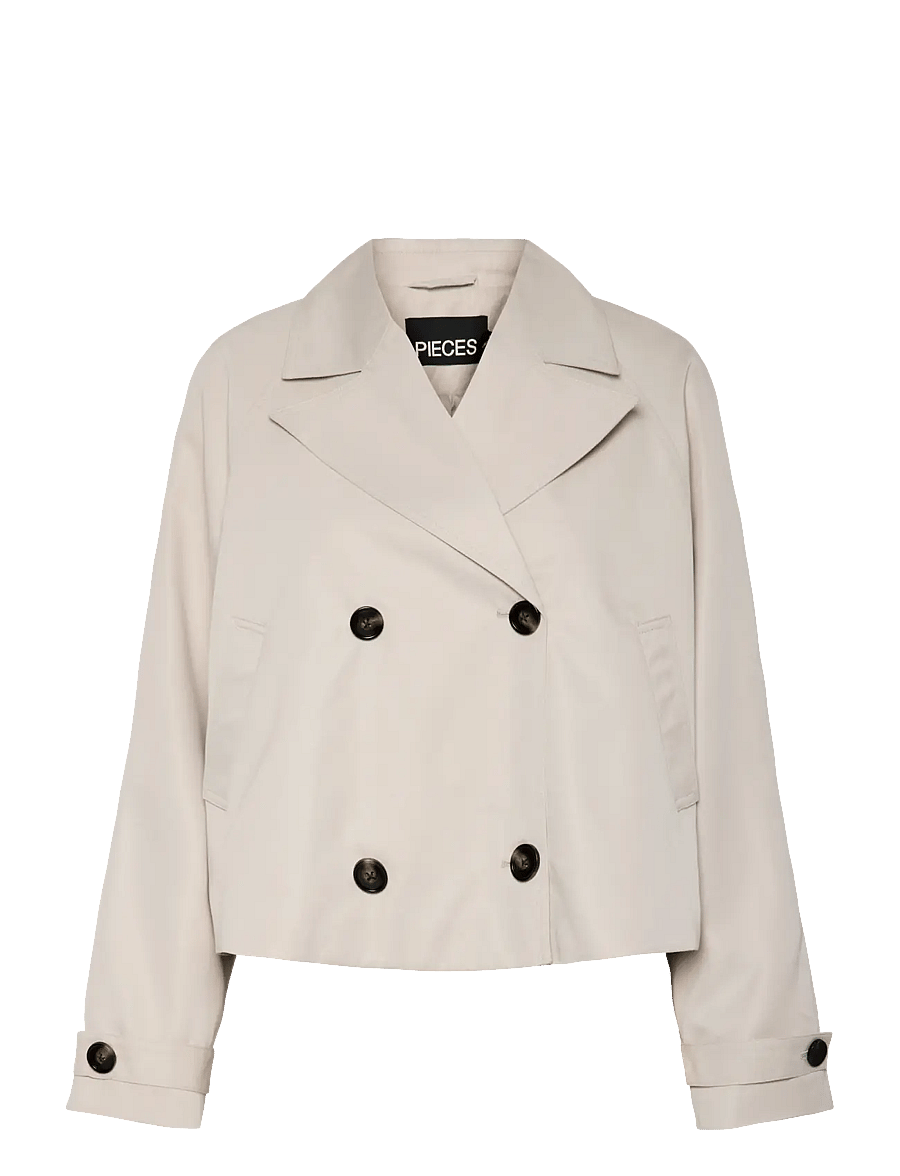 Pieces - PCSCARLETT LS SHORT TRENCHCOAT NOOS BC - frühlingsjacken - silver gray - 1