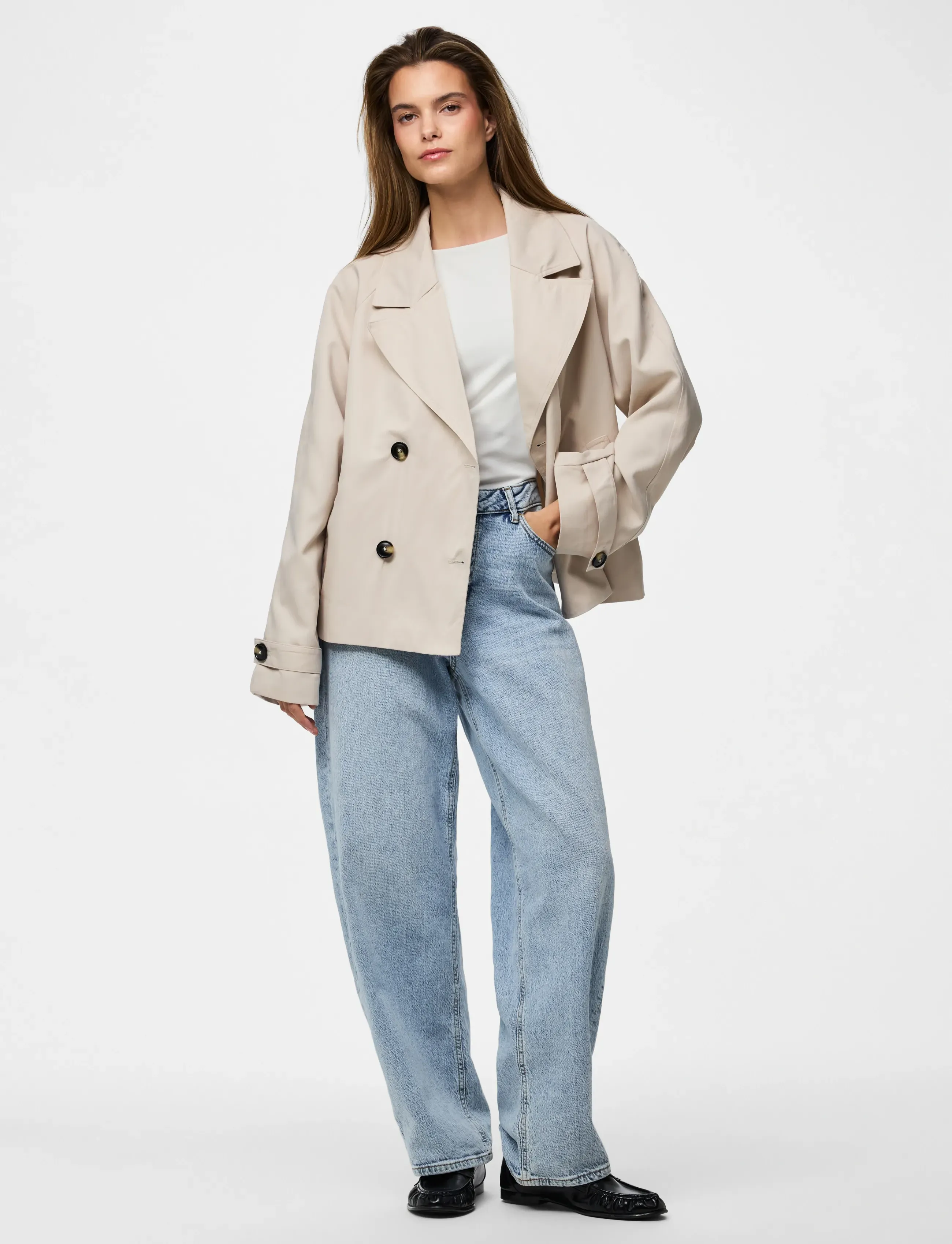 Pieces - PCSCARLETT LS SHORT TRENCHCOAT NOOS BC - frühlingsjacken - silver gray - 4