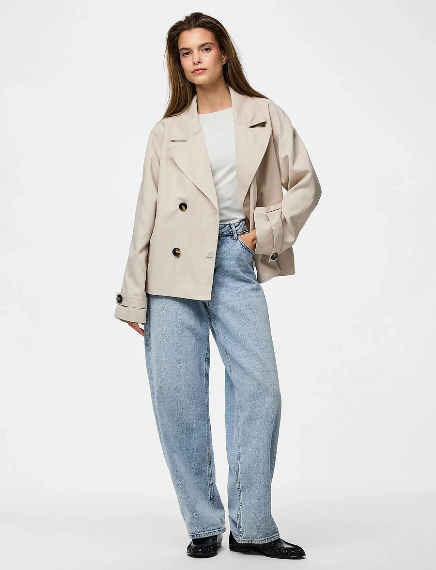 Pieces - PCSCARLETT LS SHORT TRENCHCOAT NOOS BC - frühlingsjacken - silver gray - 4