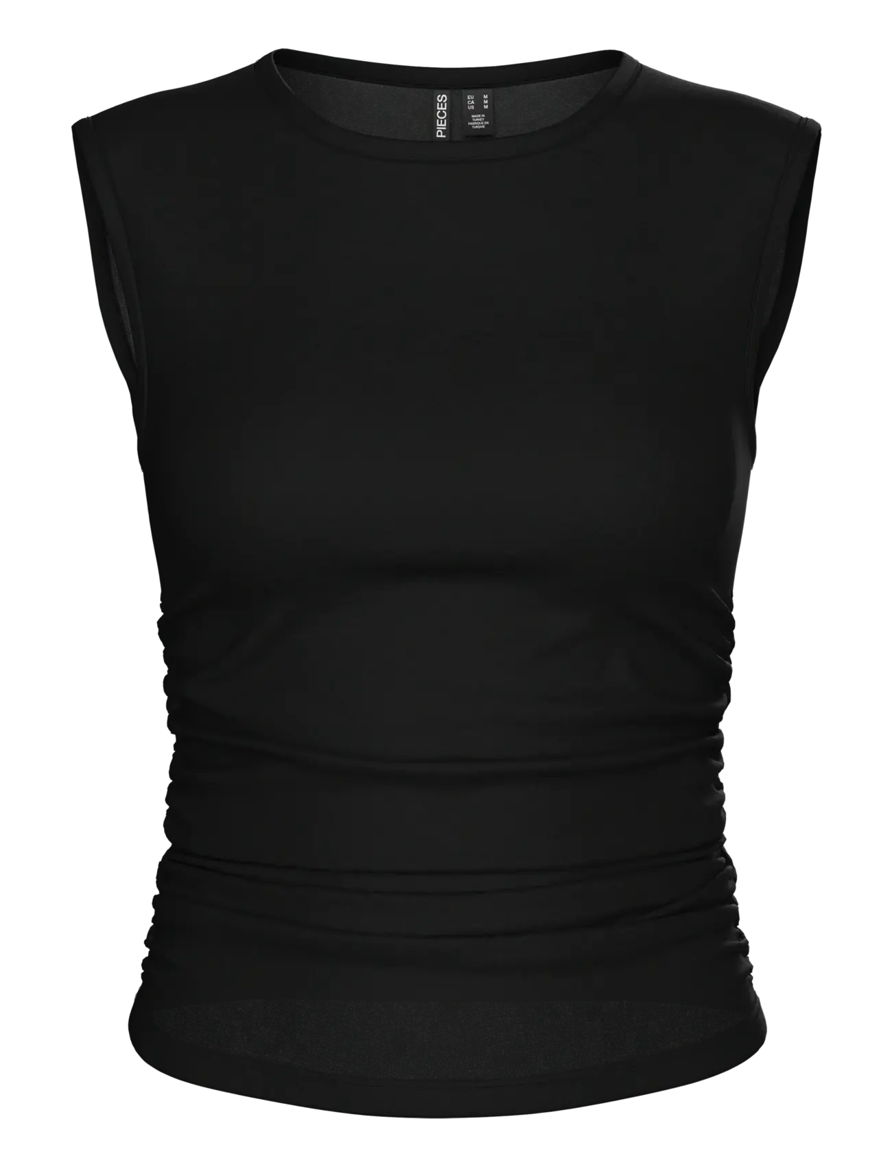 Pieces PCMADISON SL RUCHING TOP JRS NOOS BC - Kläder - BLACK / black