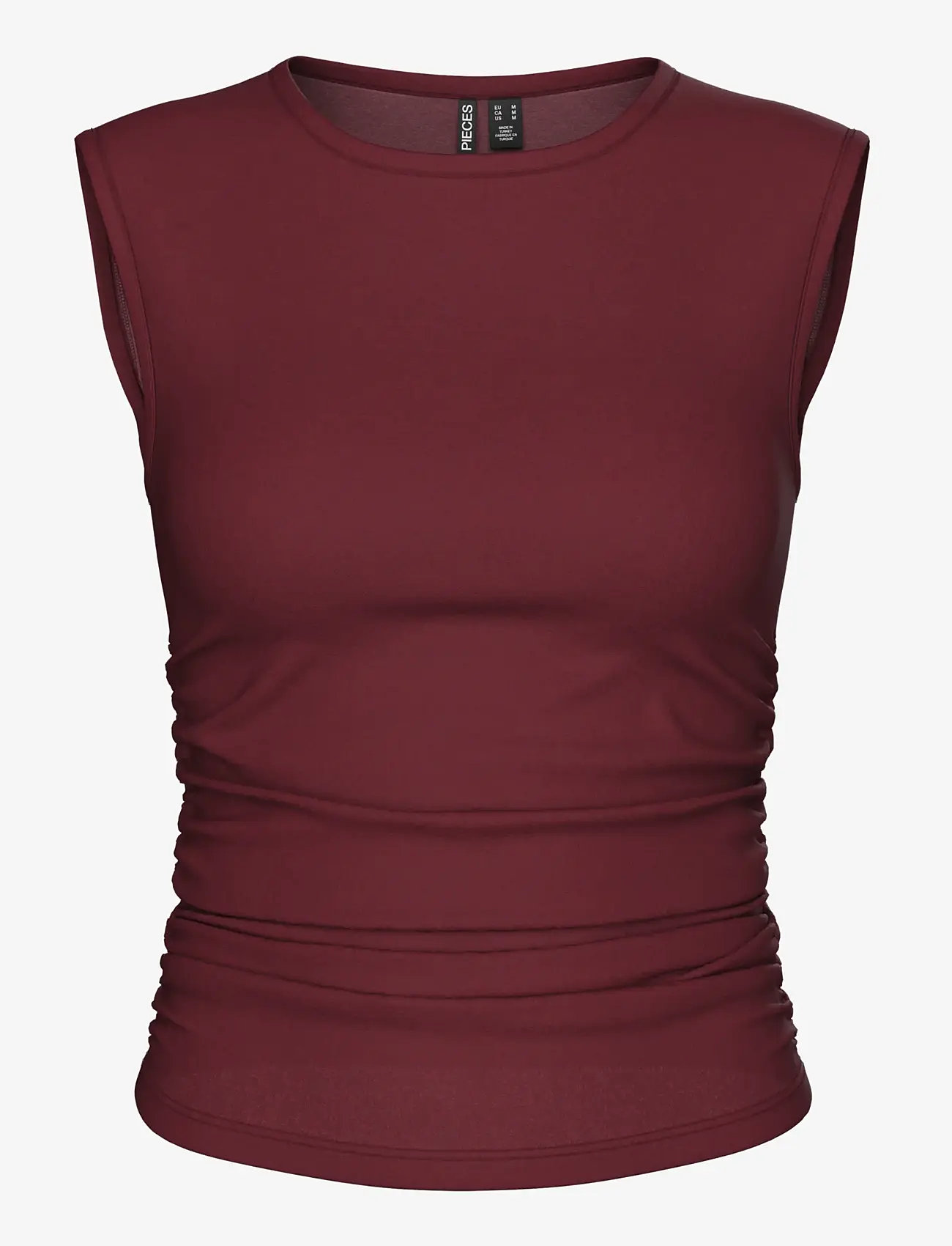 Pieces - PCMADISON SL RUCHING TOP JRS NOOS BC - tanktops - tawny port - 1