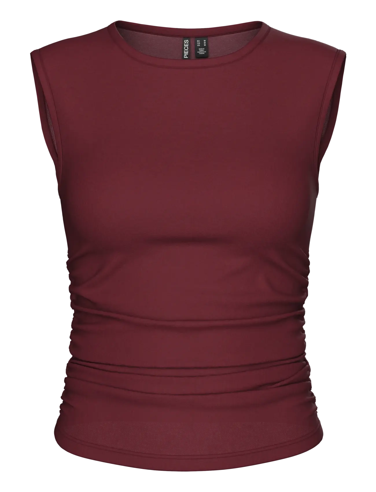 Pieces PCMADISON SL RUCHING TOP JRS NOOS BC - Tøj - TAWNY PORT / burgundy