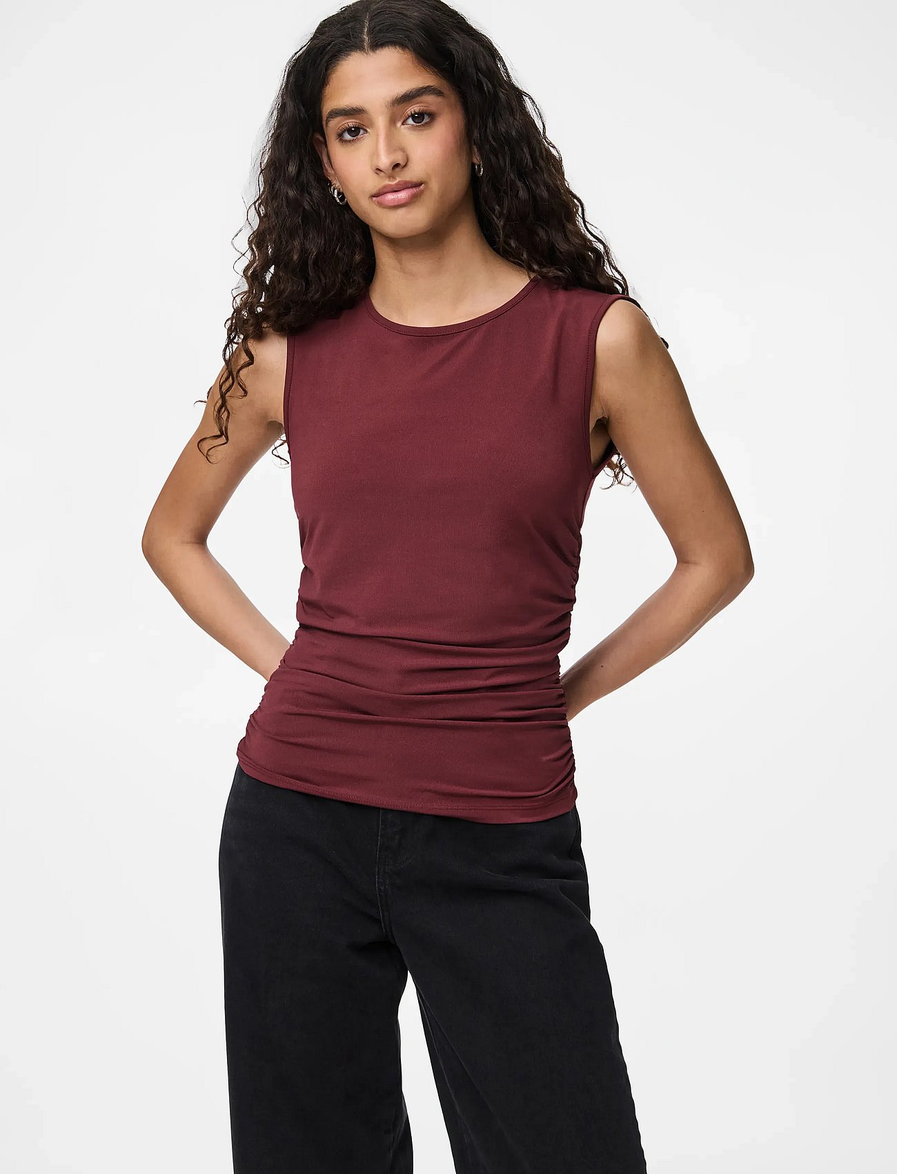 PCMADISON SL RUCHING TOP JRS NOOS BC - TAWNY PORT