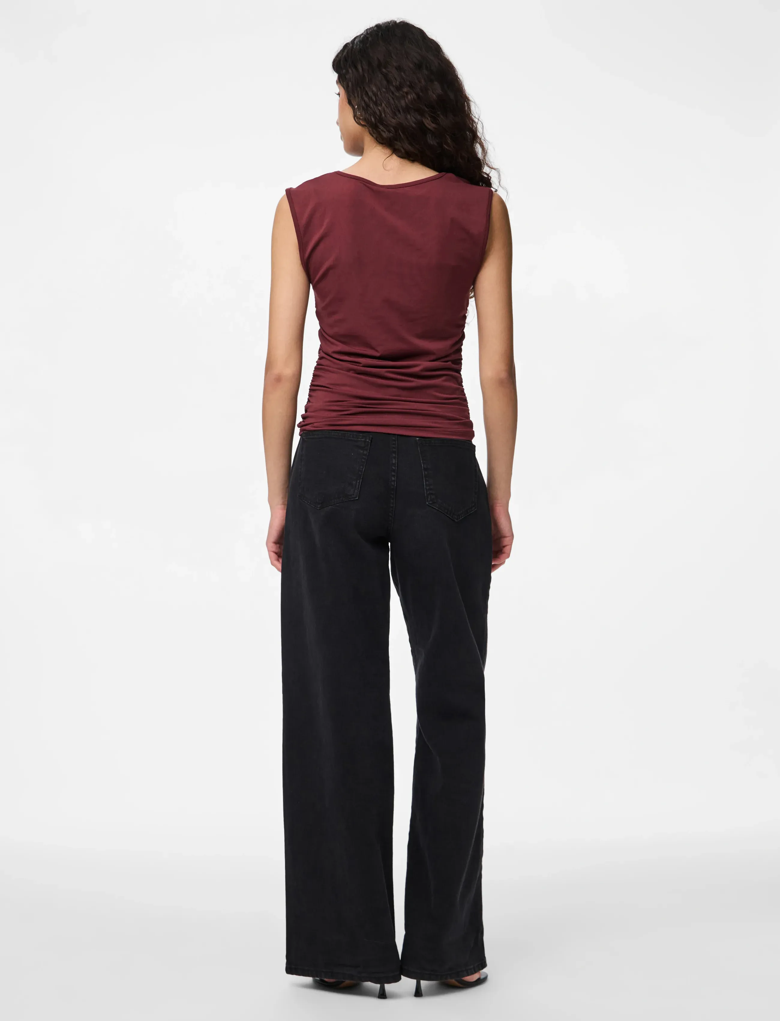 Pieces - PCMADISON SL RUCHING TOP JRS NOOS BC - Ärmellose tops - tawny port - 3
