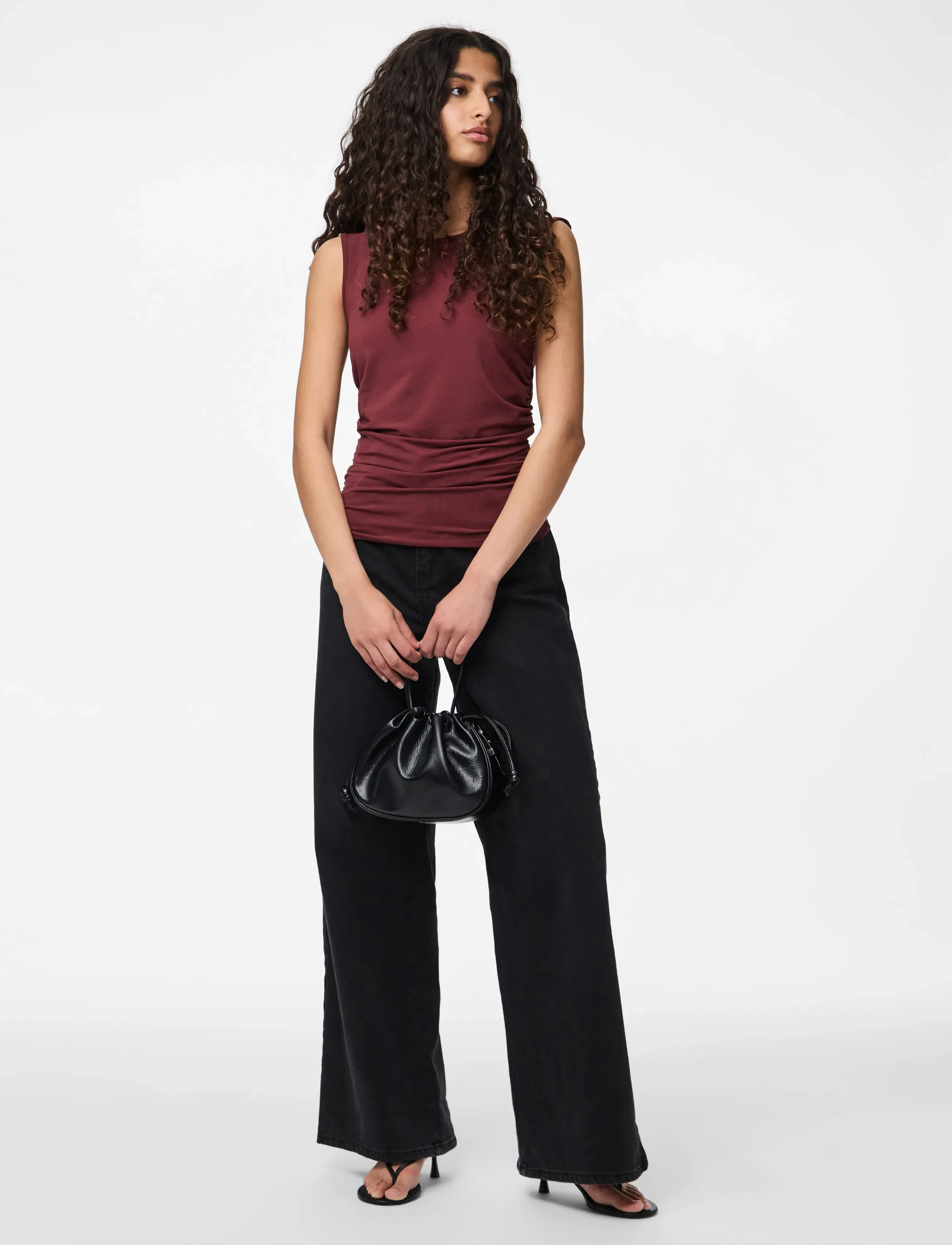 Pieces - PCMADISON SL RUCHING TOP JRS NOOS BC - Ärmellose tops - tawny port - 4