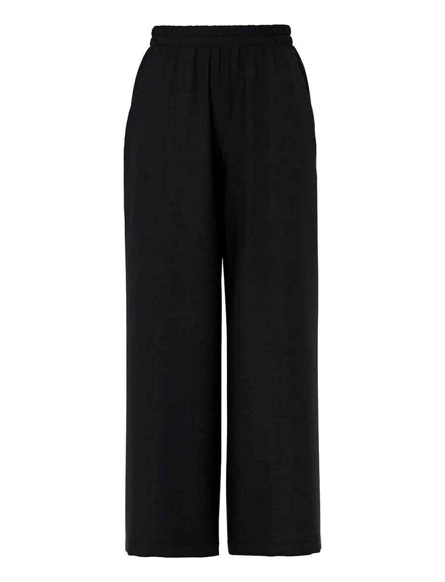 Pieces - PCTIFFANY HW WIDE PANTS WVN NOOS BC - bikses ar platām starām - black - 1