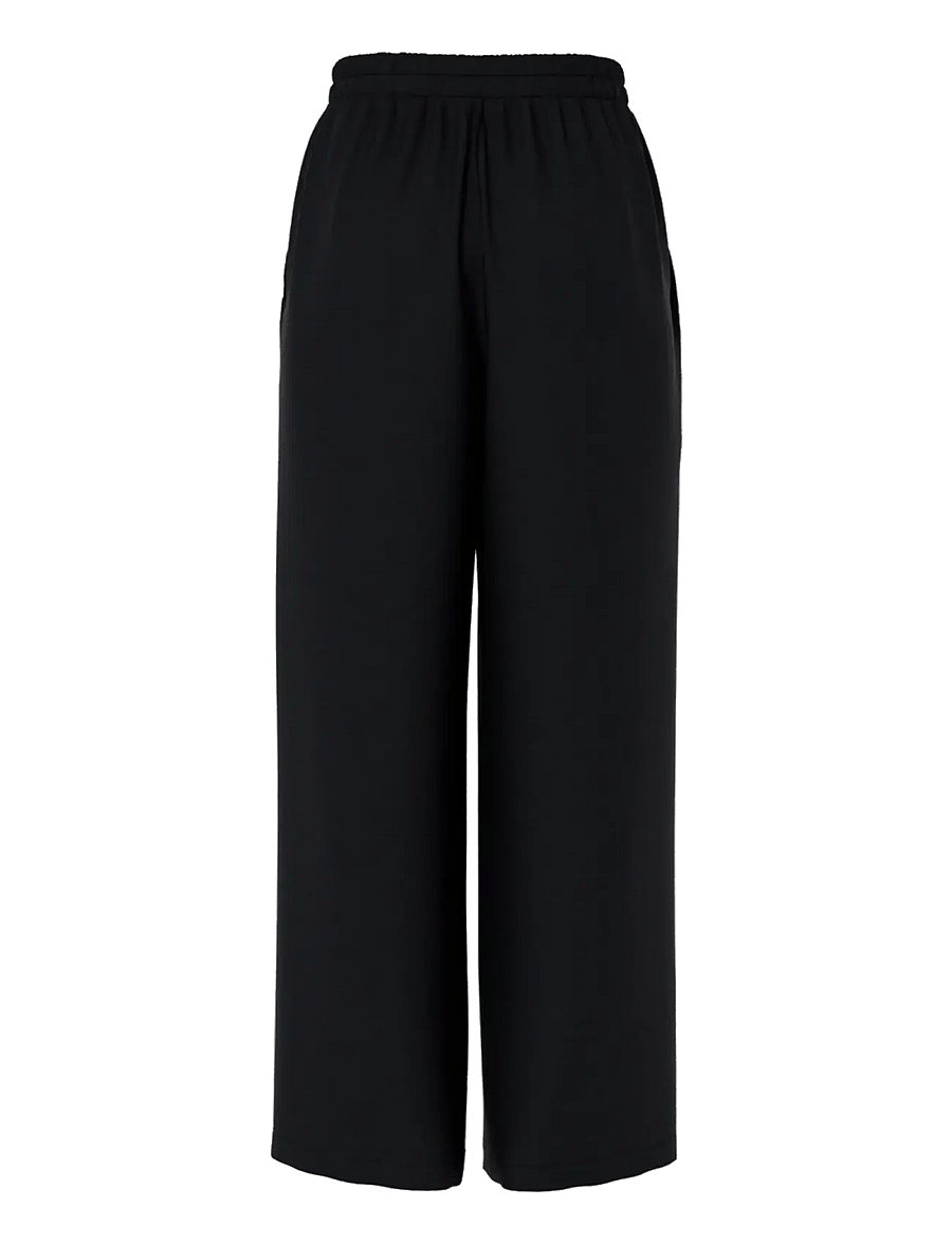 Pieces - PCTIFFANY HW WIDE PANTS WVN NOOS BC - bikses ar platām starām - black - 2