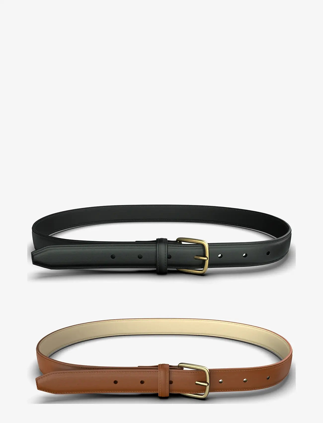 Pieces - PCOLINE 2-PACK JEANS BELT NOOS PU - casual bælter - black - 1