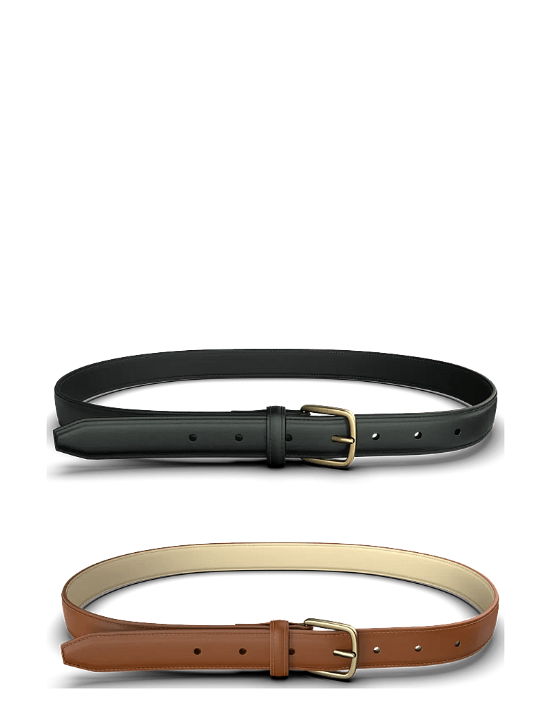 Pieces - PCOLINE 2-PACK JEANS BELT NOOS PU - casual bælter - black - 1