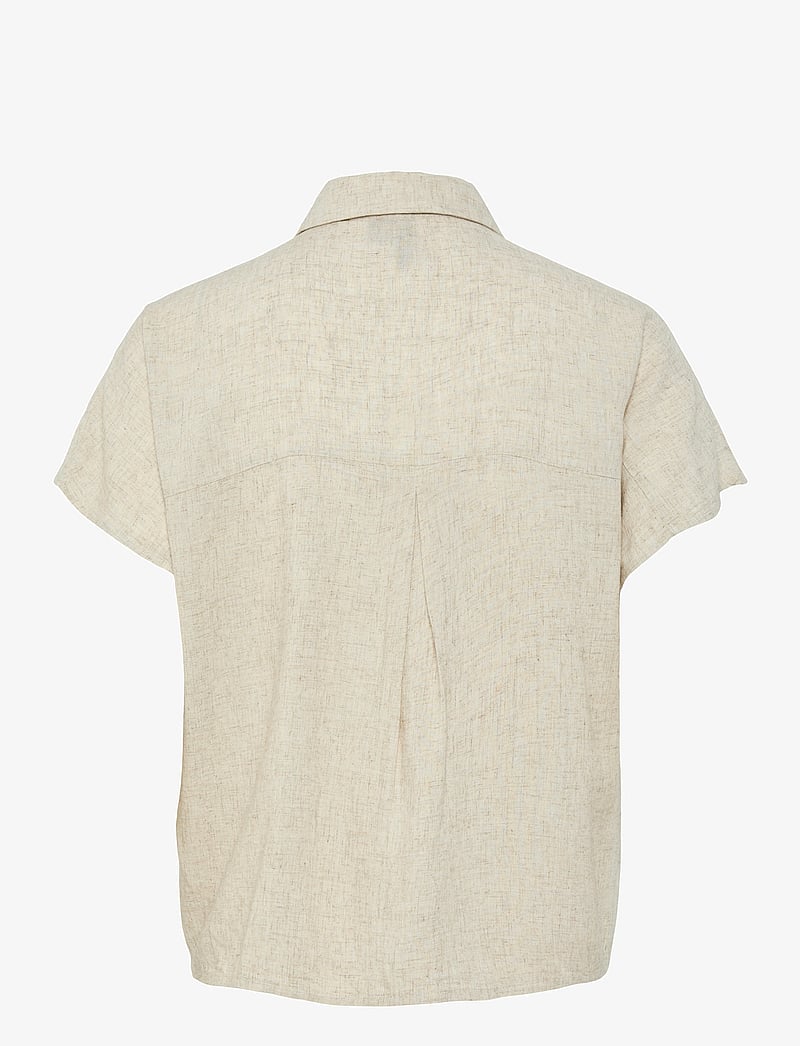 Pieces - PCPIA LINEN BLEND SS TIE SHIRT WVN NOOS - lininiai marškiniai - birch - 2