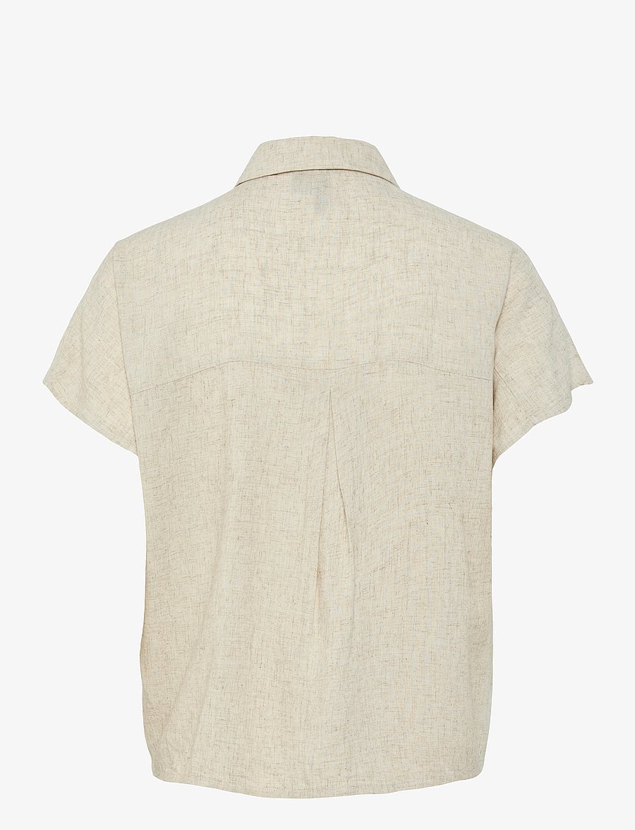 Pieces - PCPIA LINEN BLEND SS TIE SHIRT WVN NOOS - koszule lniane - birch - 2