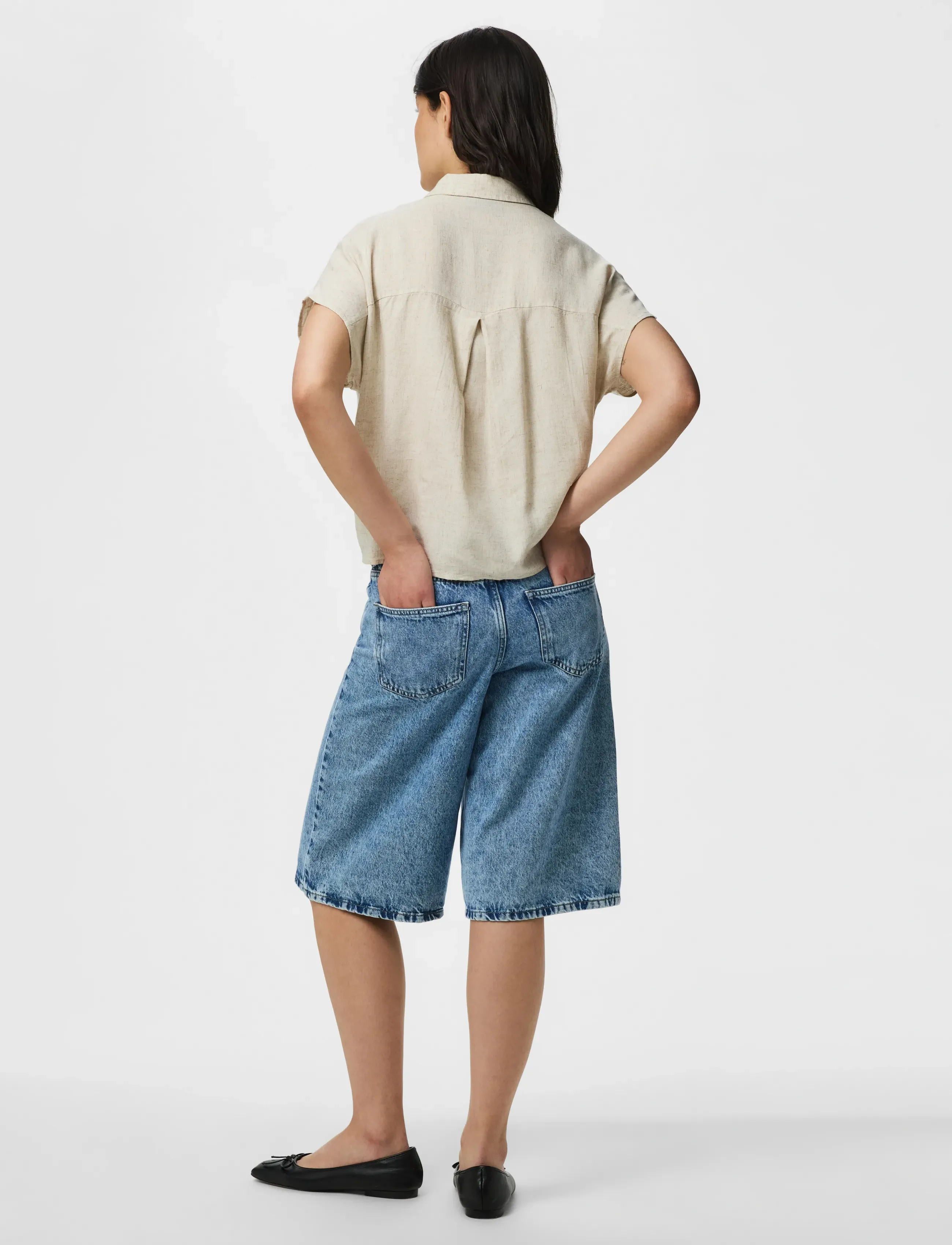 Pieces - PCPIA LINEN BLEND  SS TIE SHIRT WVN NOOS - koszule lniane - birch - 3