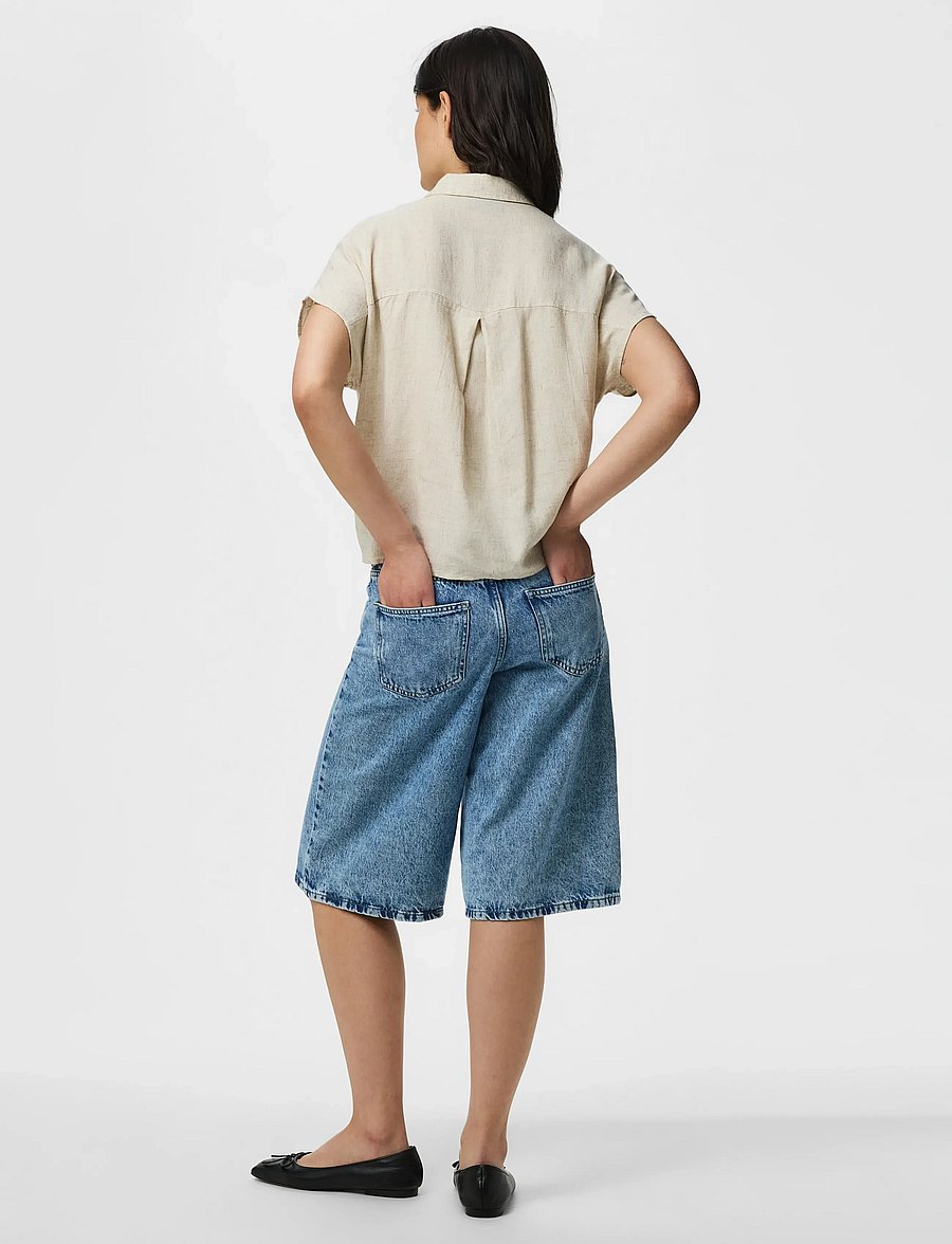 Pieces - PCPIA LINEN BLEND SS TIE SHIRT WVN NOOS - koszule lniane - birch - 3