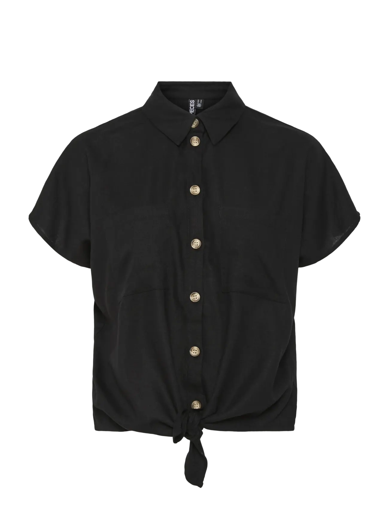 Pieces PCPIA SS TIE SHIRT WVN NOOS - Bluser & Skjorter - BLACK / black