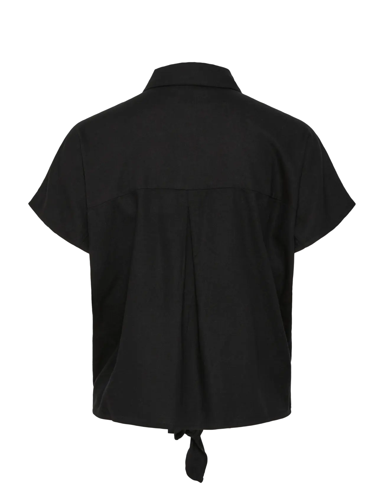Pieces - PCPIA LINEN BLEND  SS TIE SHIRT WVN NOOS - hørskjorter - black - 2