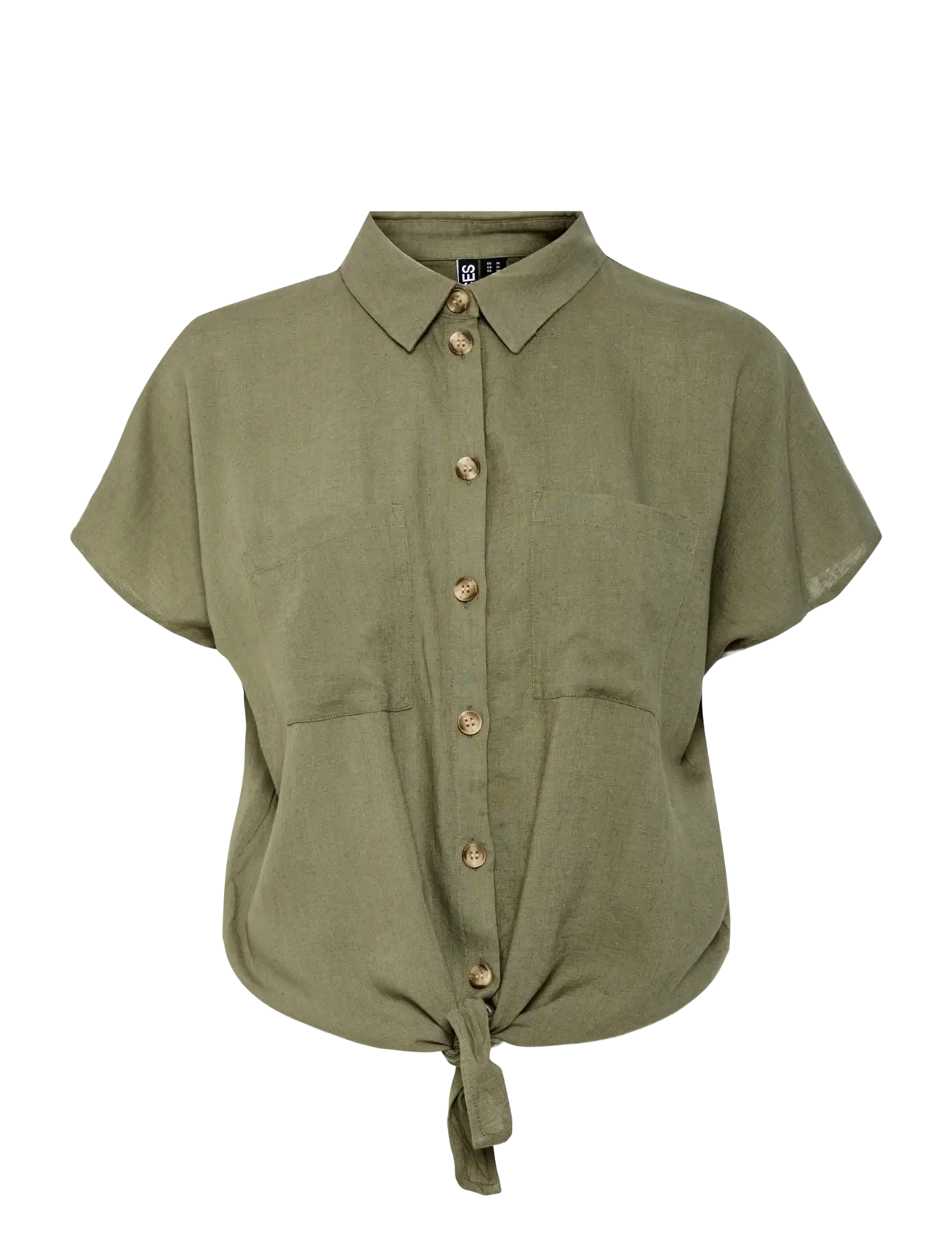 Pieces PCPIA SS TIE SHIRT WVN NOOS - Bluser & Skjorter - DEEP LICHEN GREEN / green