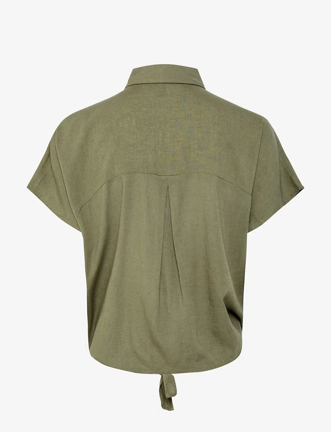 Pieces - PCPIA LINEN BLEND  SS TIE SHIRT WVN NOOS - linen shirts - deep lichen green - 2