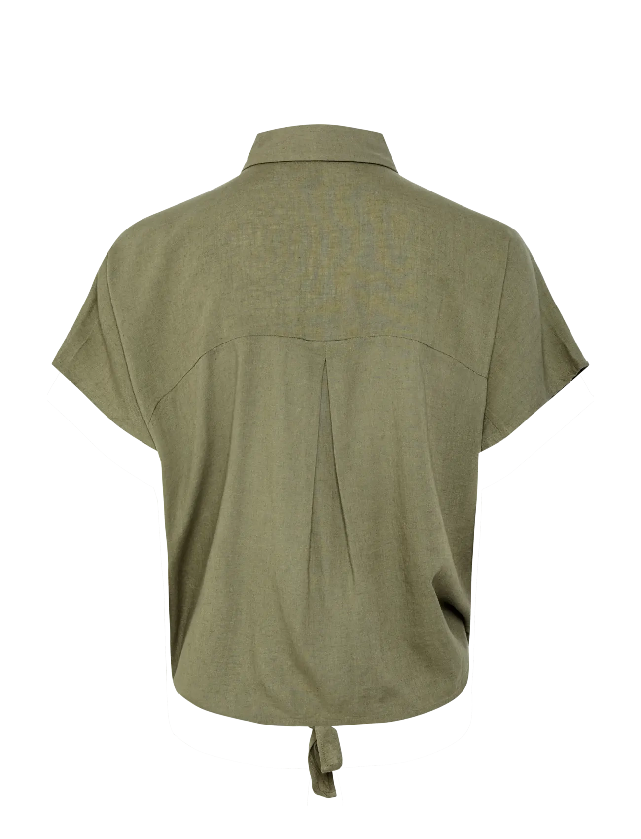 Pieces - PCPIA LINEN BLEND  SS TIE SHIRT WVN NOOS - leinenhemden - deep lichen green - 2