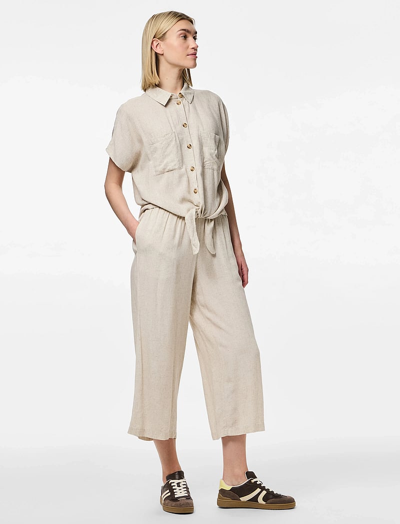 Pieces - PCPIA HW WIDE CULOTTE WVN NOOS - linnebyxor - birch - 4