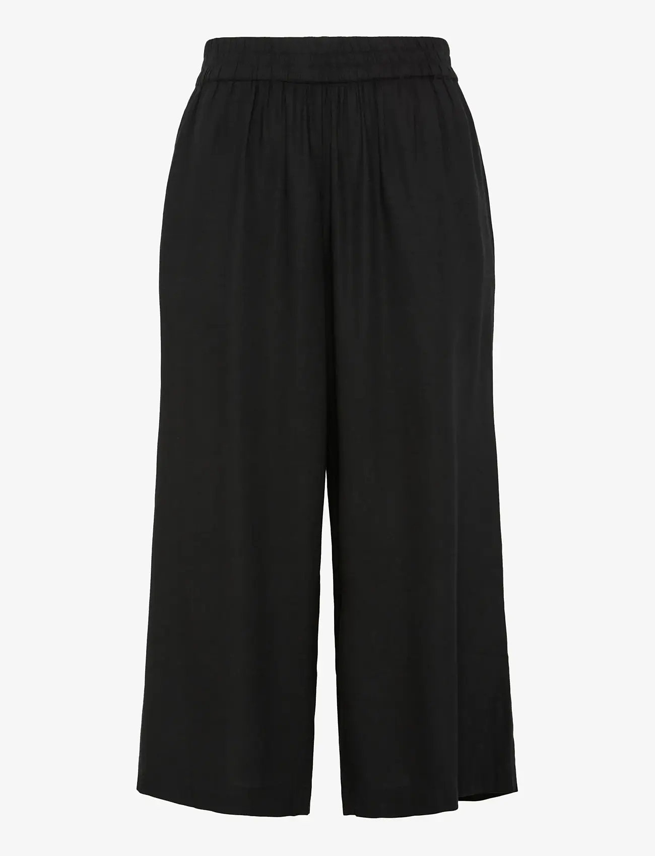 Pieces - PCPIA LINEN BLEND HW CULOTTE WVN NOOS - linen trousers - black - 1