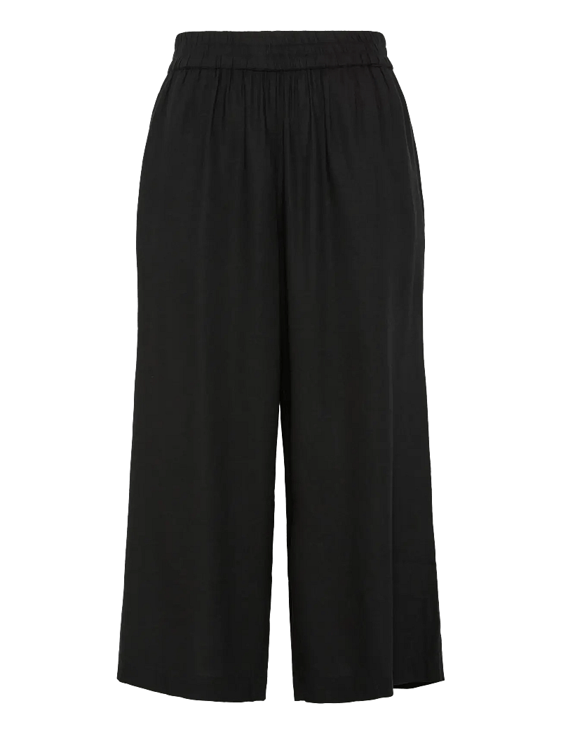 Pieces - PCPIA LINEN BLEND HW CULOTTE WVN NOOS - leinenhosen - black - 1