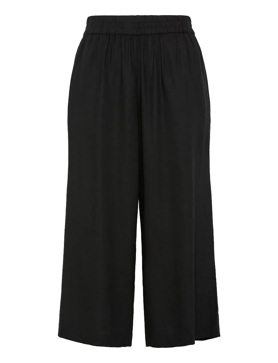 Pieces - PCPIA LINEN BLEND HW CULOTTE WVN NOOS - linnen broeken - black - 1