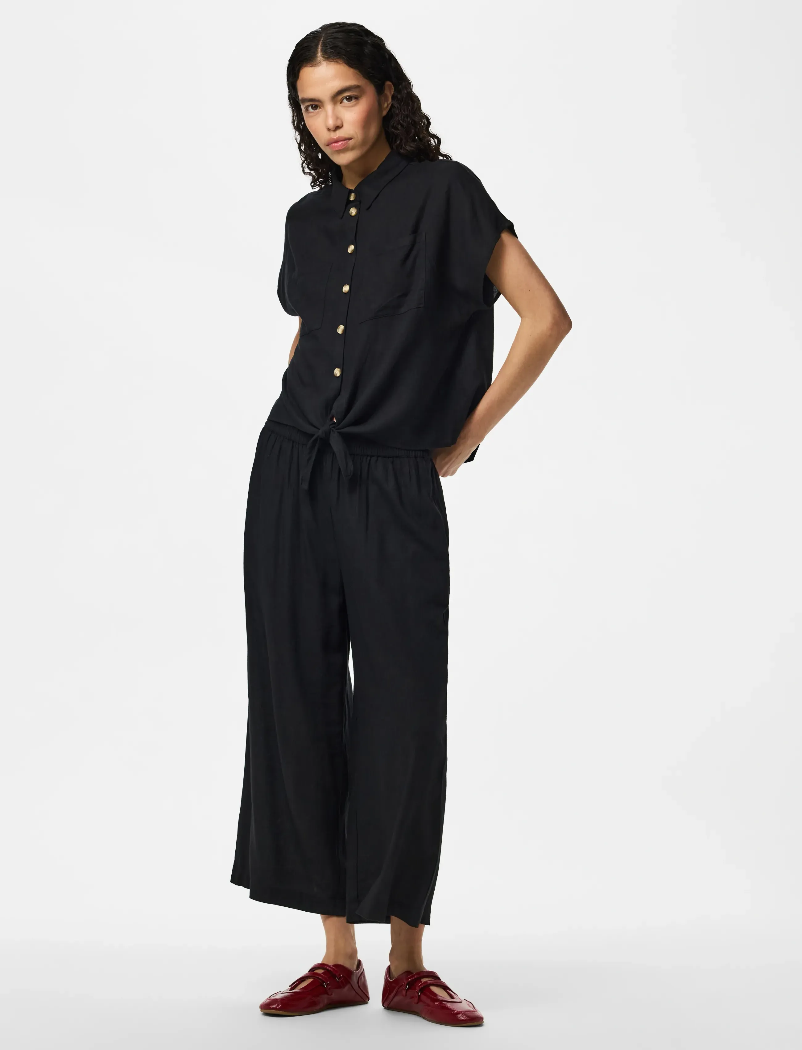 PIECES Pcpia Hw Wide Culotte Wvn Noos linnebyxor dam – bild 6