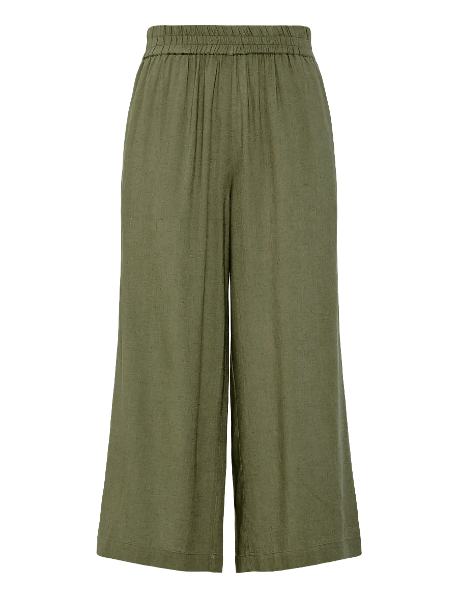 Pieces - PCPIA LINEN BLEND HW CULOTTE WVN NOOS - leinenhosen - deep lichen green - 1