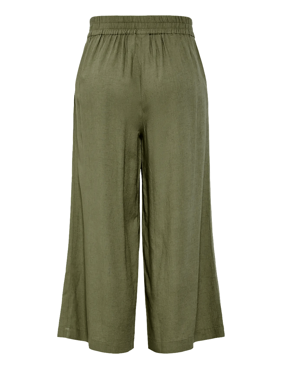 Pieces - PCPIA LINEN BLEND HW CULOTTE WVN NOOS - leinenhosen - deep lichen green - 2