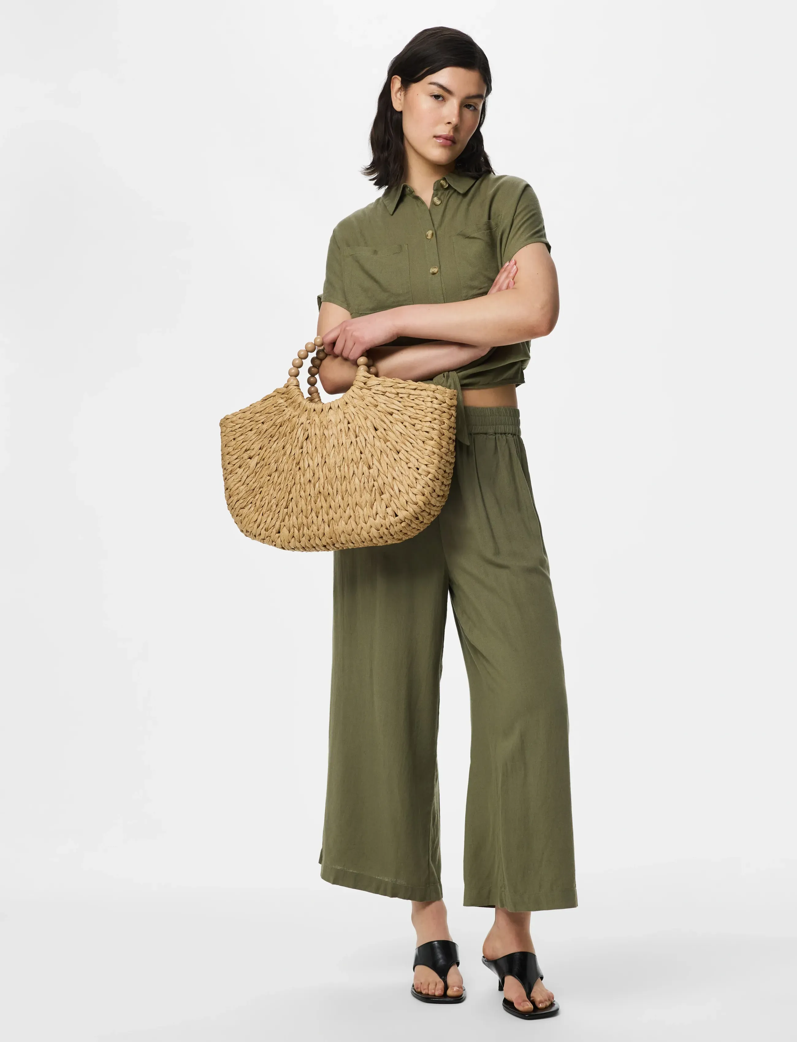 PIECES Pcpia Hw Wide Culotte Wvn Noos linnebyxor dam – bild 6
