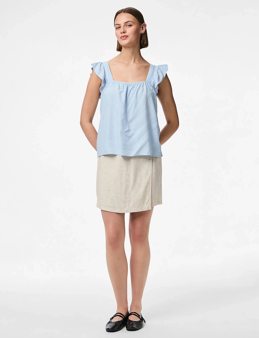 Pieces - PCPIA SL TOP WVN NOOS - varrukateta pluusid - cashmere blue - 4