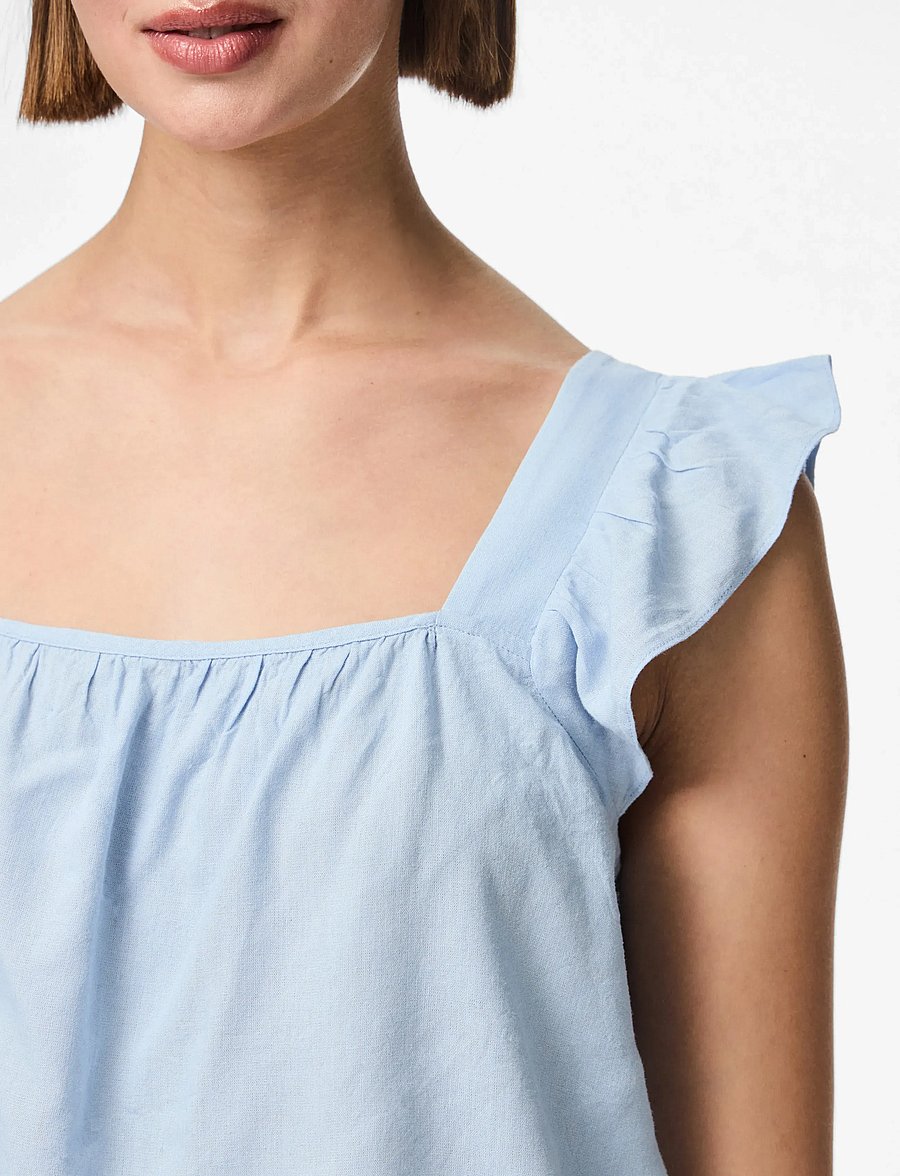 Pieces - PCPIA SL TOP WVN NOOS - varrukateta pluusid - cashmere blue - 5
