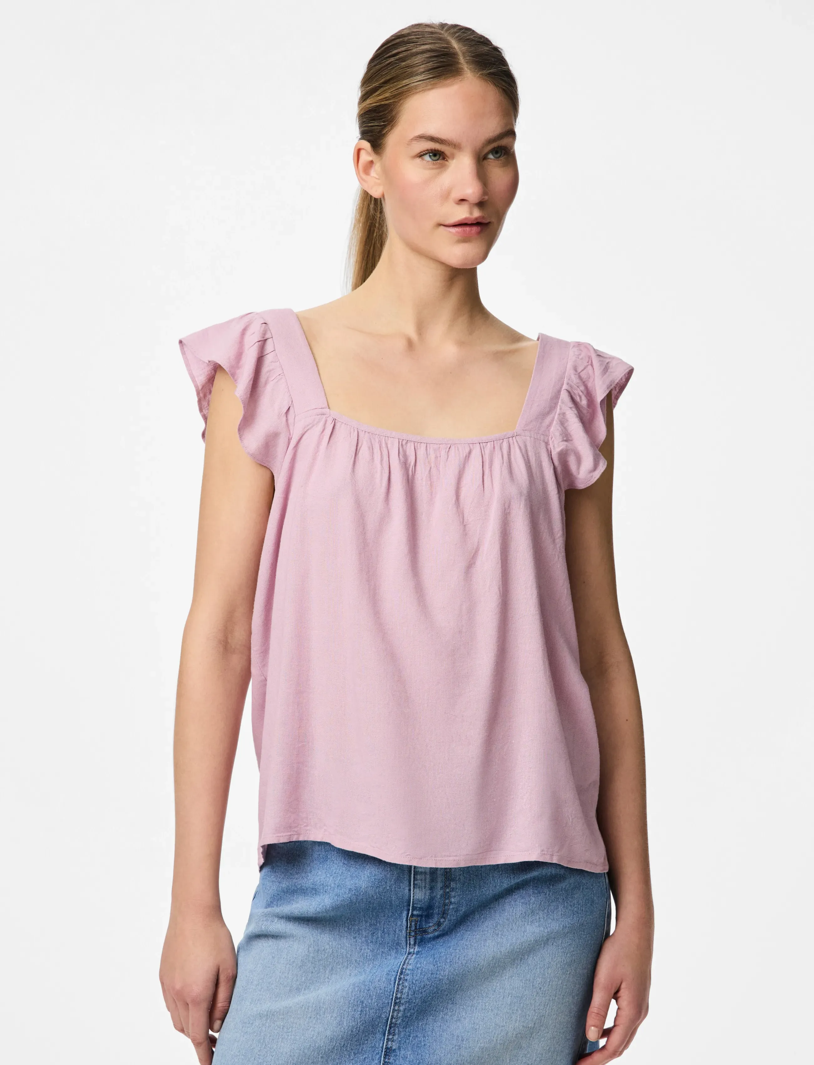 Pieces Pcpia Sl Top Wvn Noos, S, Pink, Bluser > Uden Ærmer, Dame