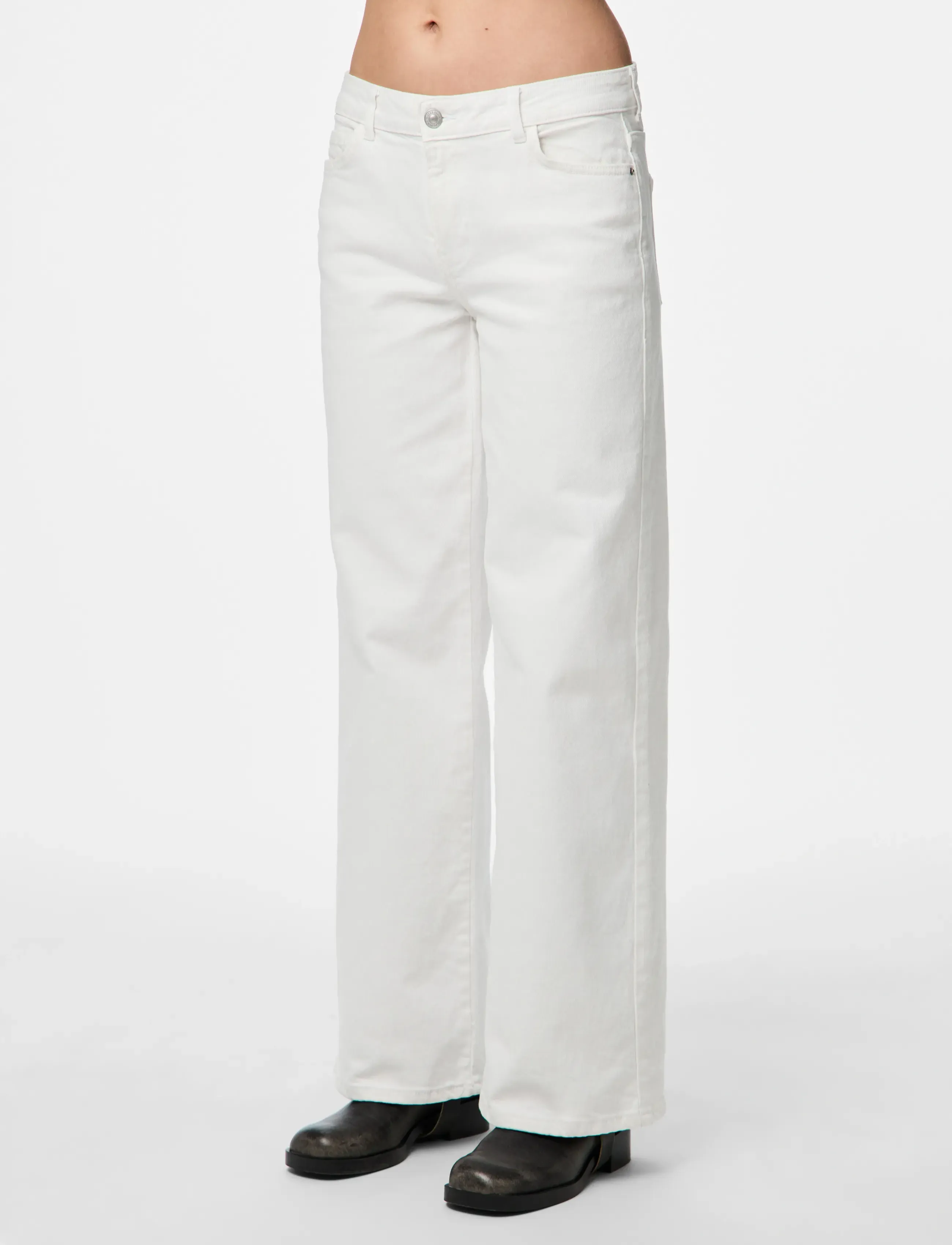 Pieces PCSELMA LW WIDE JEANS OD NOOS BC - Transitional Layering - BRIGHT WHITE / white