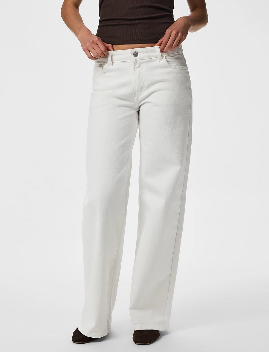 Pieces - PCSELMA LW WIDE JEANS OD NOOS BC - laia säärega teksad - bright white - 0