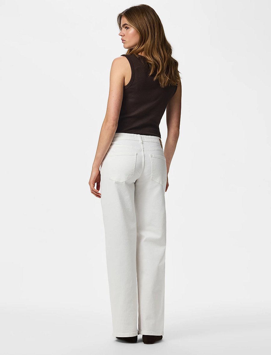 Pieces - PCSELMA LW WIDE JEANS OD NOOS BC - laia säärega teksad - bright white - 3